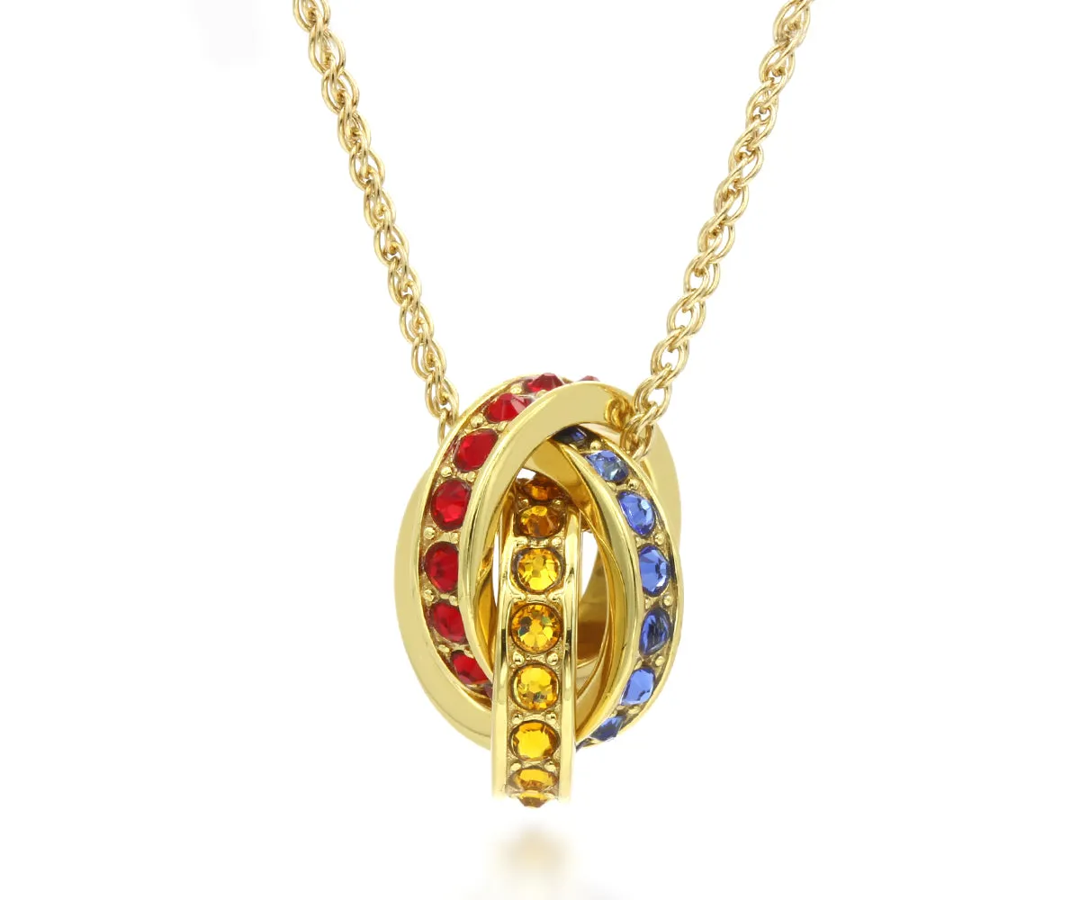 Mother's Interlocking 3 Birthstone Gold Necklace