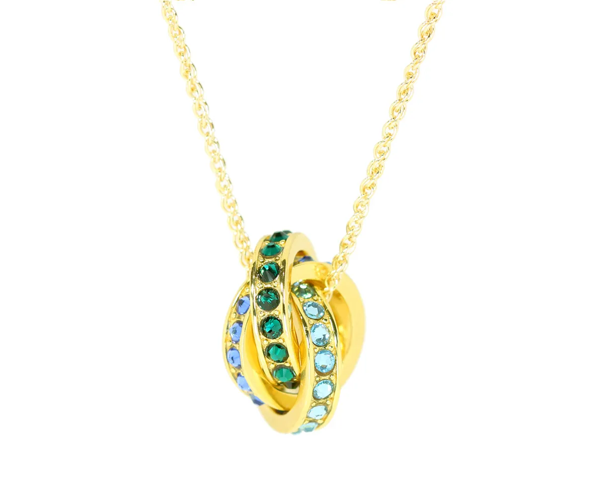 Mother's Interlocking 3 Birthstone Gold Necklace