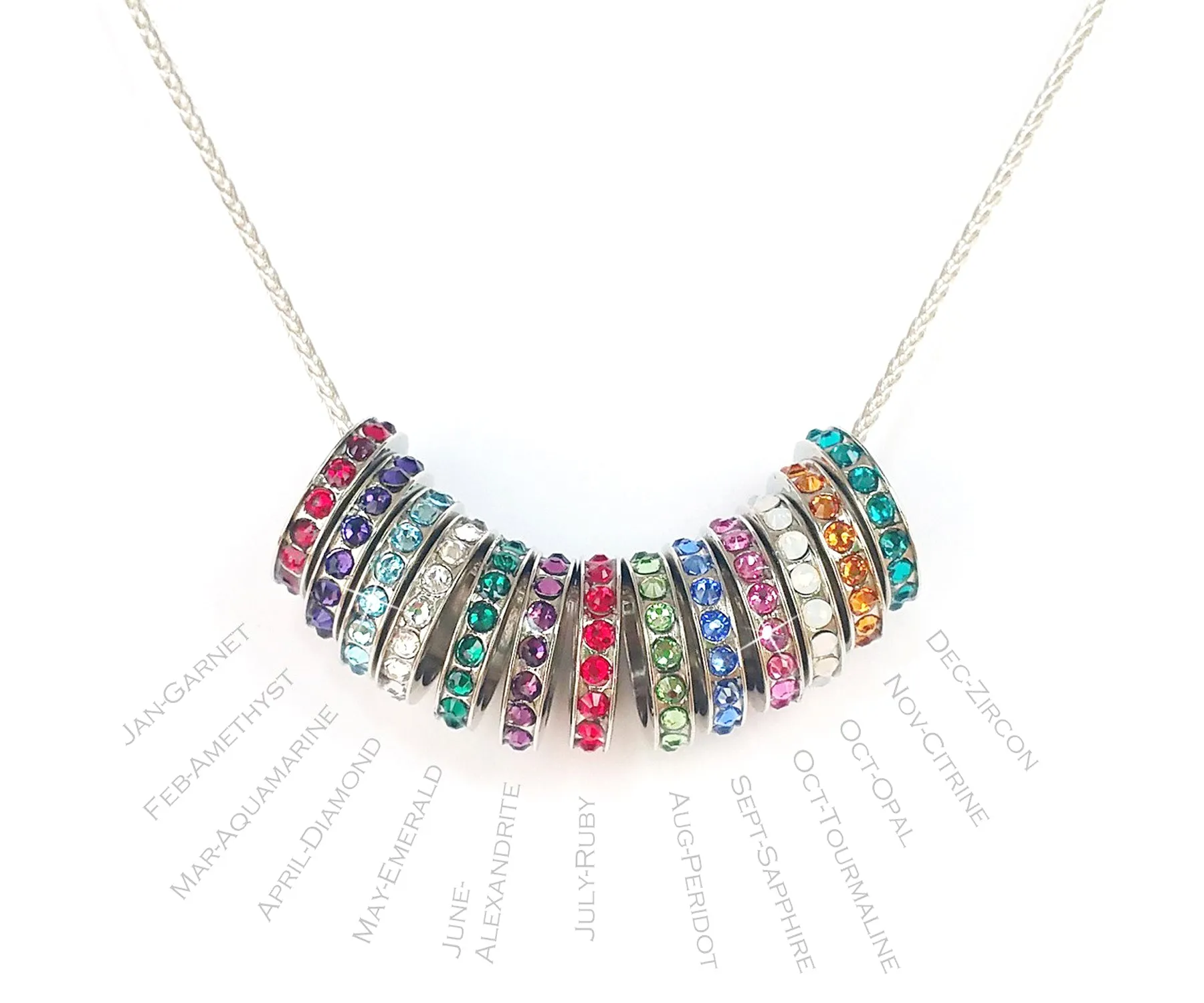 Mother's Multiple Birthstone Ring Gold Necklace