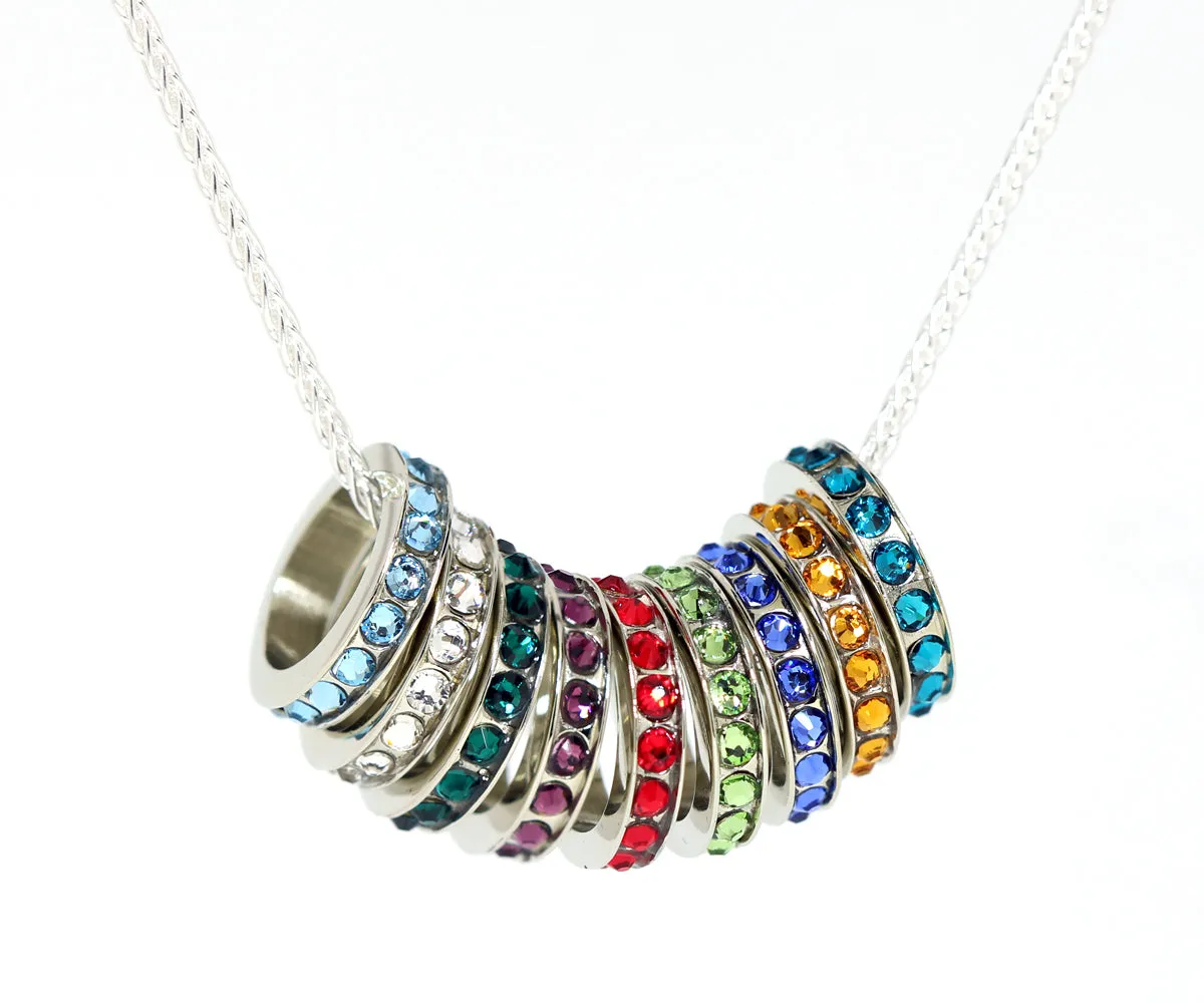 Mother's Multiple Birthstone Ring Gold Necklace