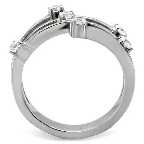 MT 371 Stainless Steel Clear Crystals April Birthstone Modern Style Newest