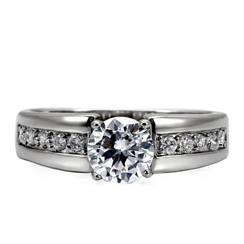 MT860 - Beautiful Engagement Ring with Channel Set Crystals on Shaft - Newest - April Birthstone