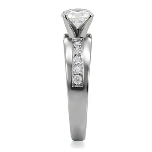 MT860 - Beautiful Engagement Ring with Channel Set Crystals on Shaft - Newest - April Birthstone
