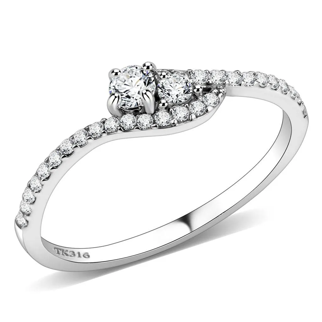 MTad283 - High Polished Stainless Steel - Clear Crystals
