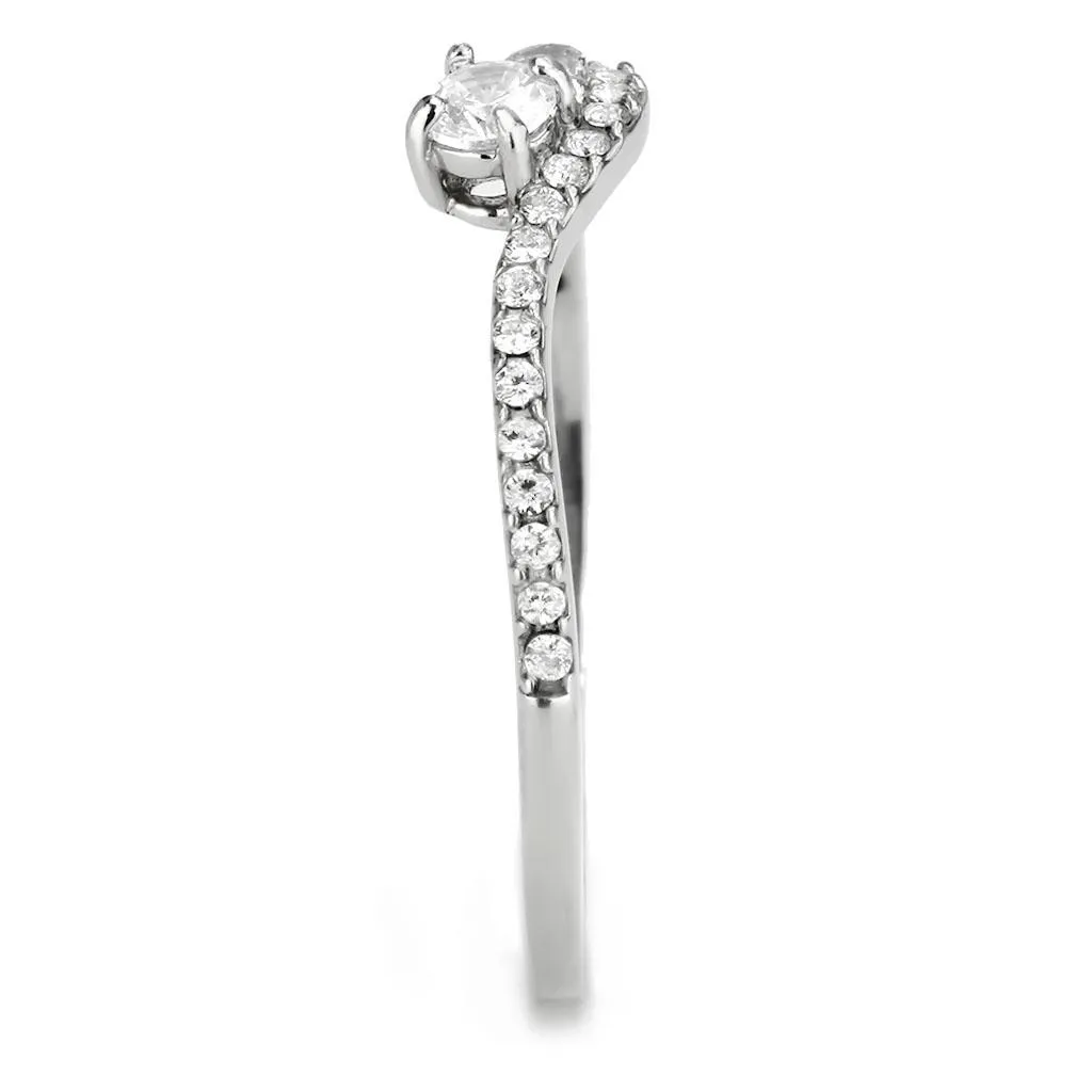 MTad283 - High Polished Stainless Steel - Clear Crystals