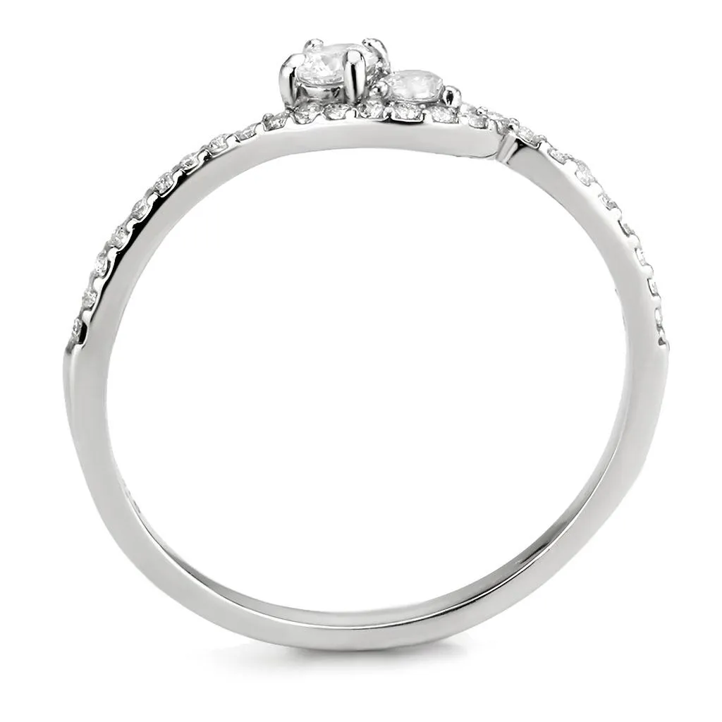 MTad283 - High Polished Stainless Steel - Clear Crystals