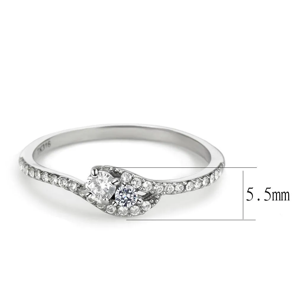 MTad283 - High Polished Stainless Steel - Clear Crystals