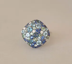 Multi-Colored Blue Gemstone Ring