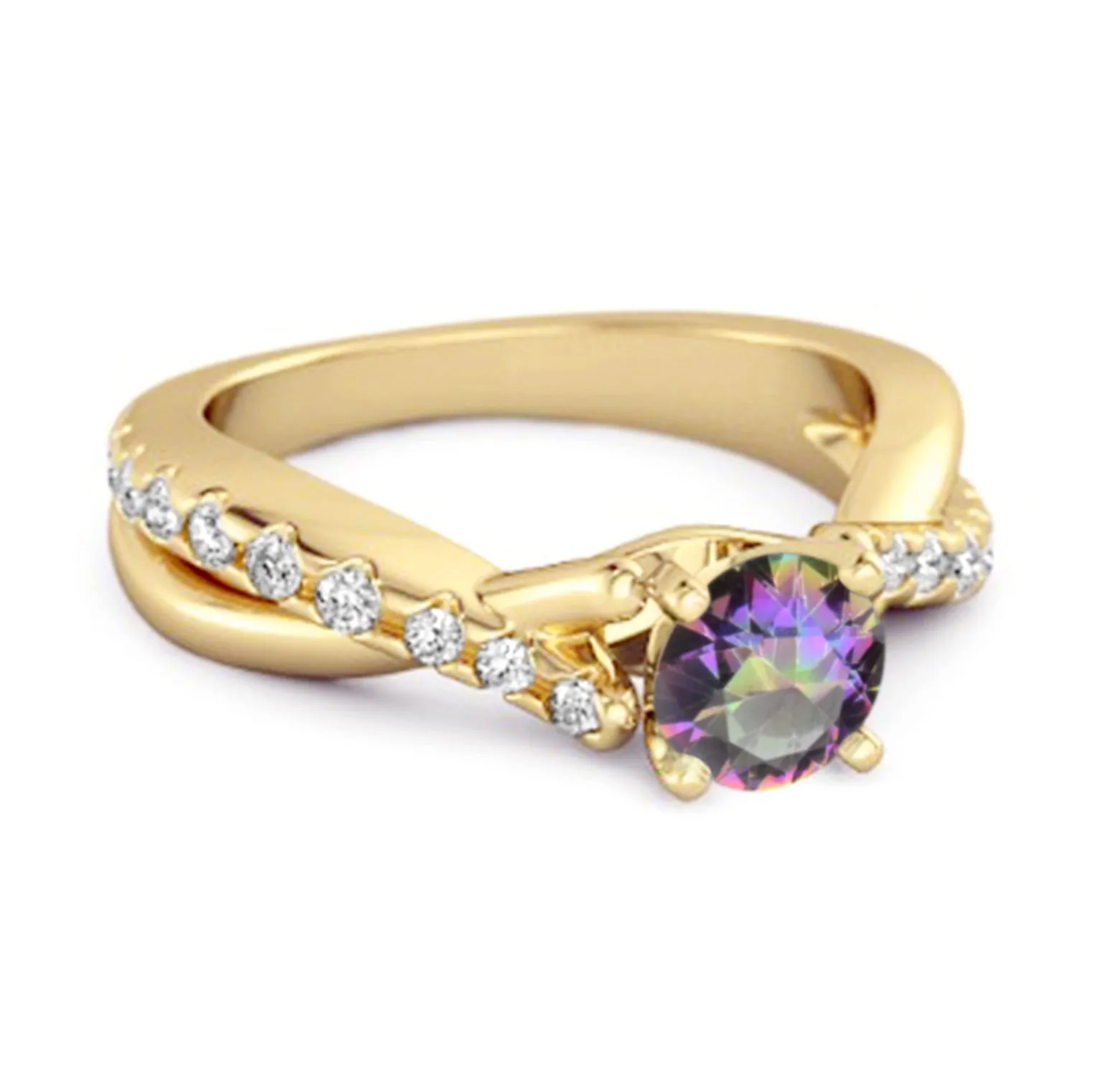 Mystic Topaz Accents 925 Sterling Silver Twisting Vine Shank Ring