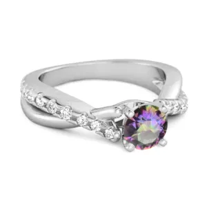 Mystic Topaz Accents 925 Sterling Silver Twisting Vine Shank Ring