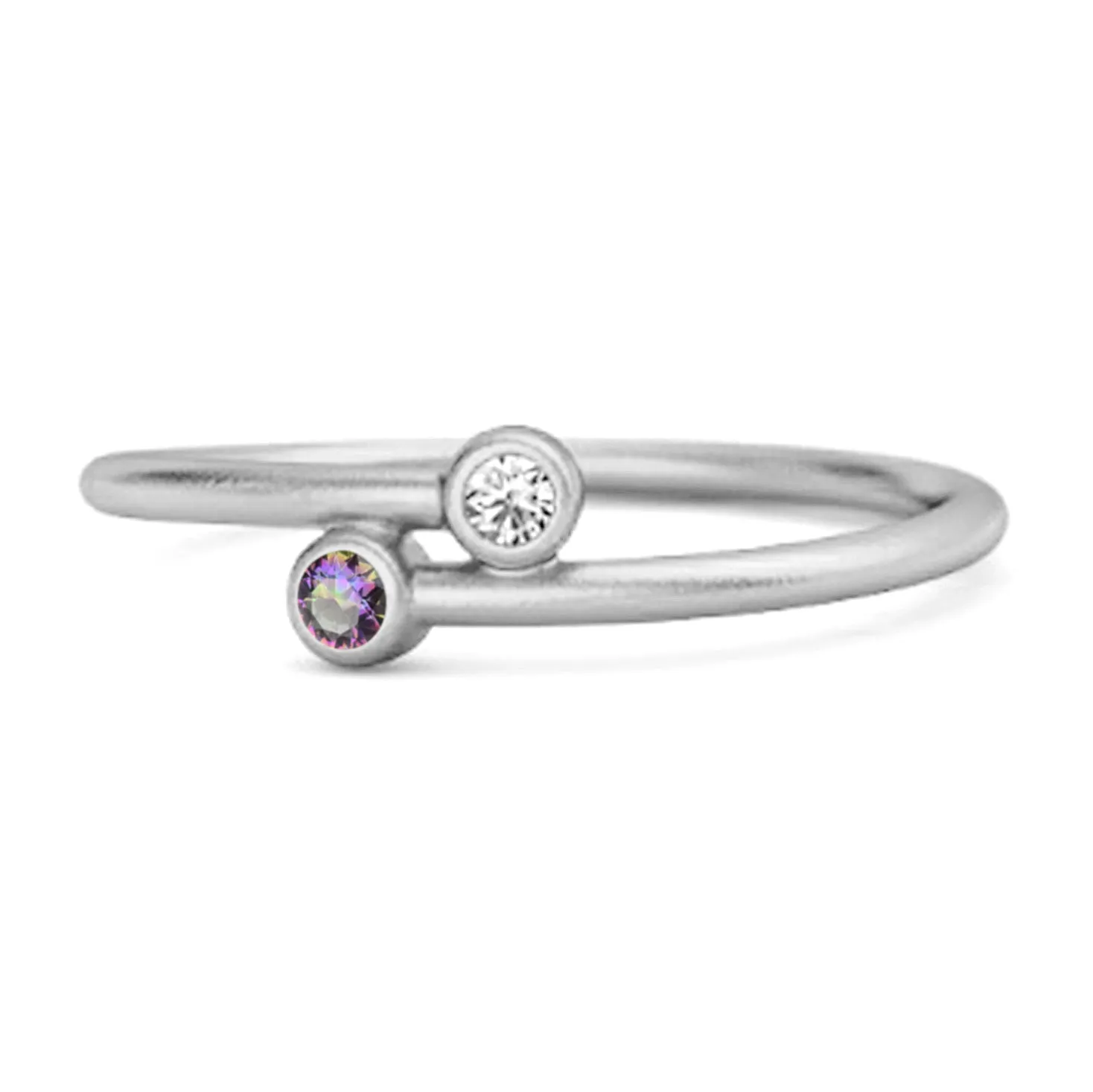 Mystic Topaz Birthstone 925 Sterling Silver Personalized Split Ring