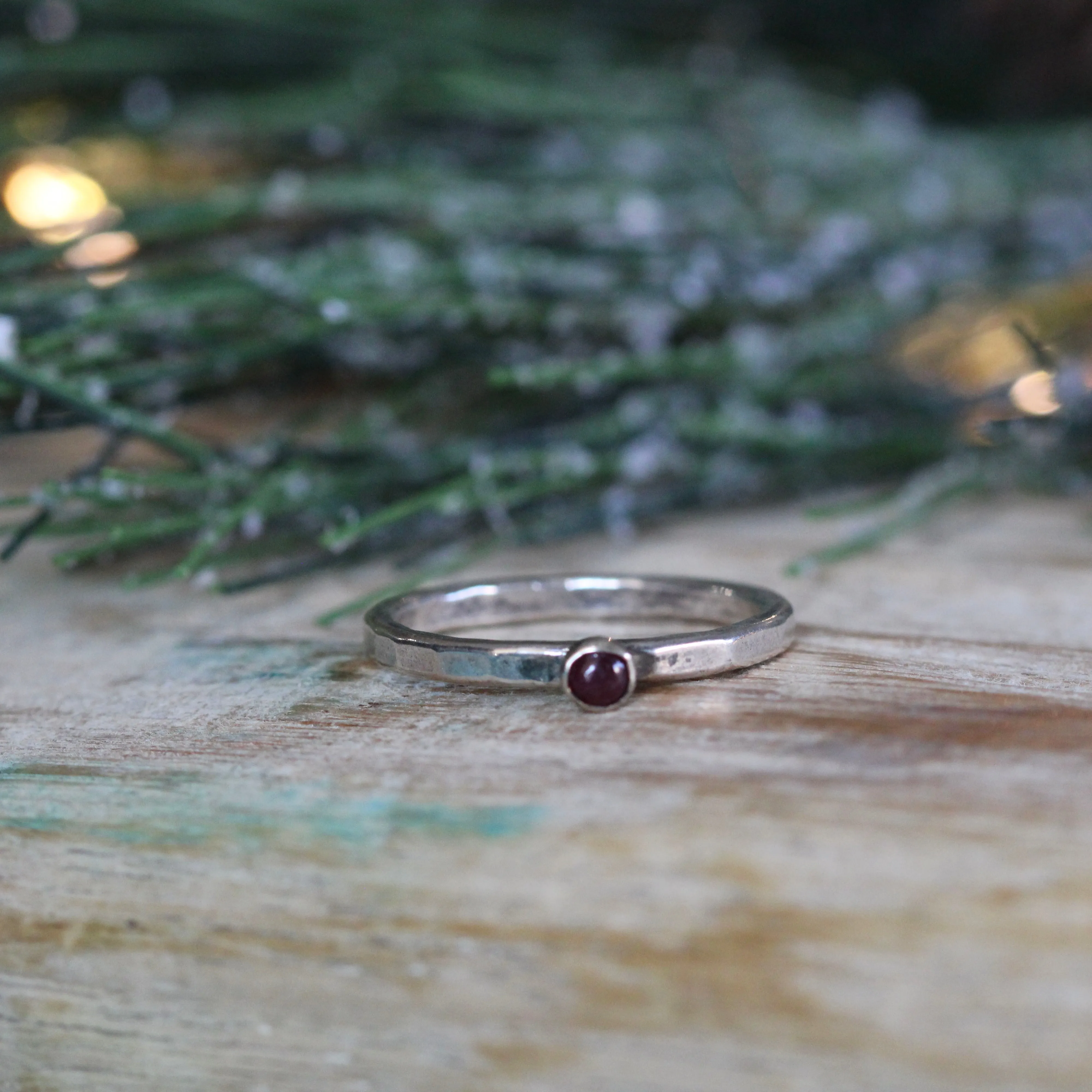 Natural Birthstone stacking rings sterling silver