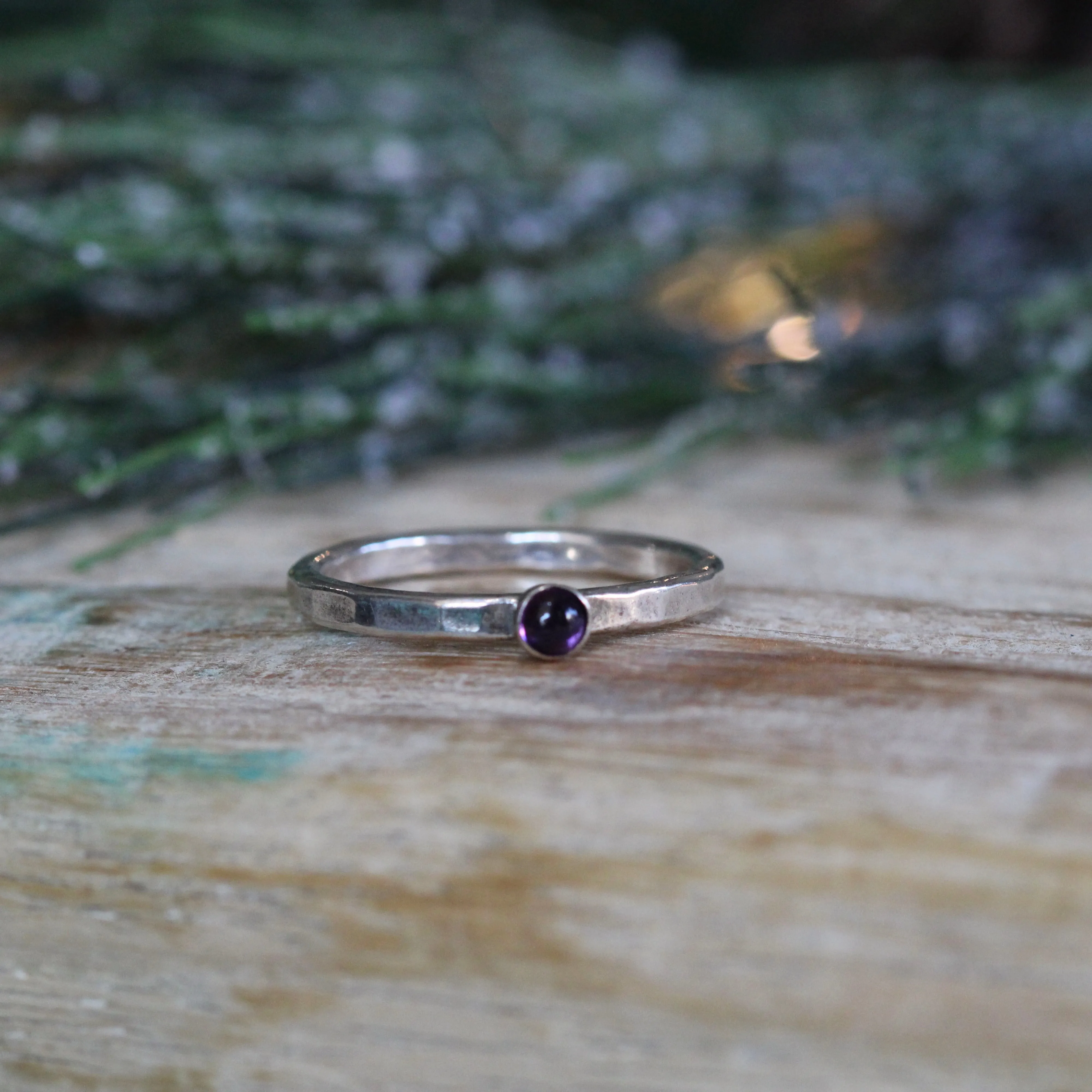 Natural Birthstone stacking rings sterling silver