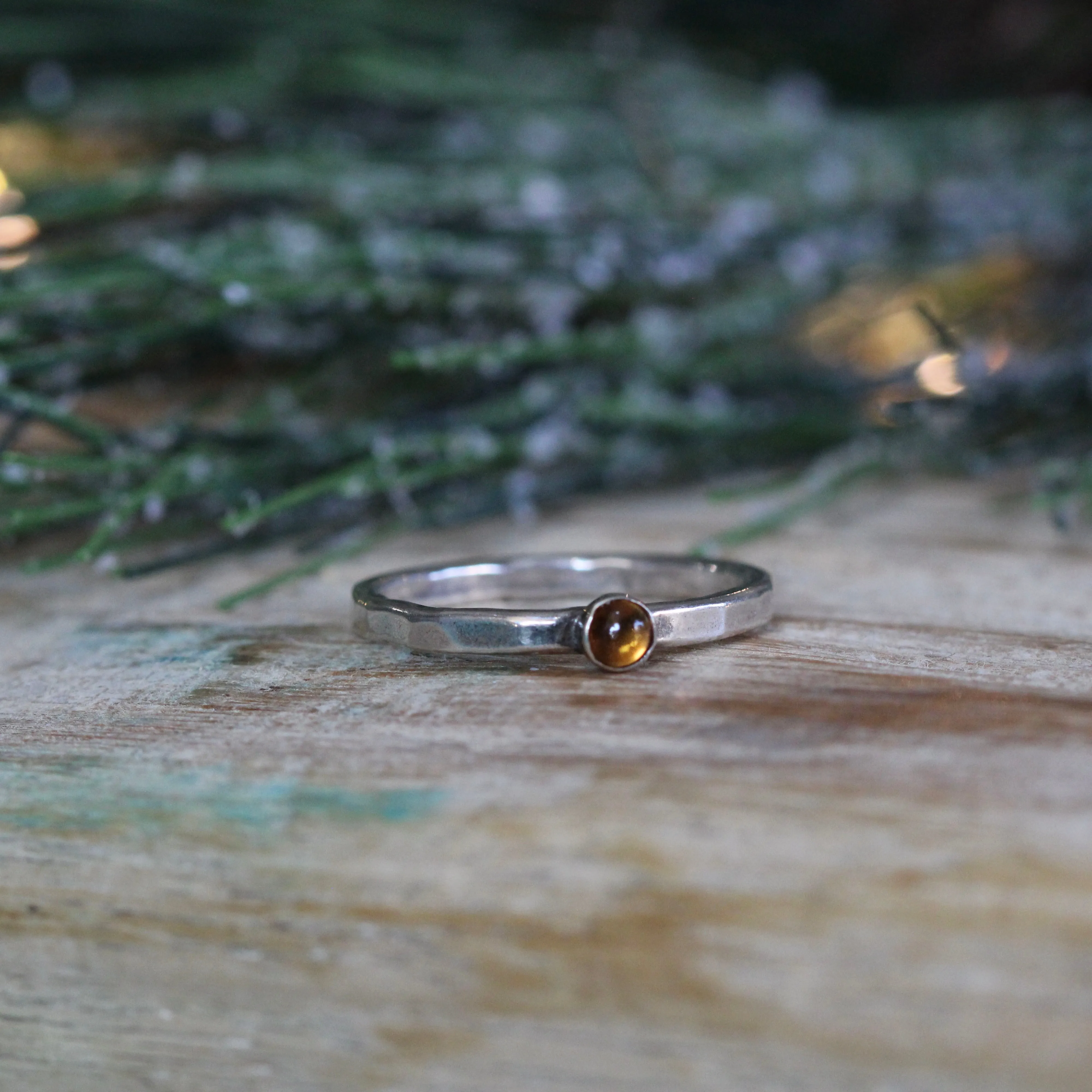 Natural Birthstone stacking rings sterling silver