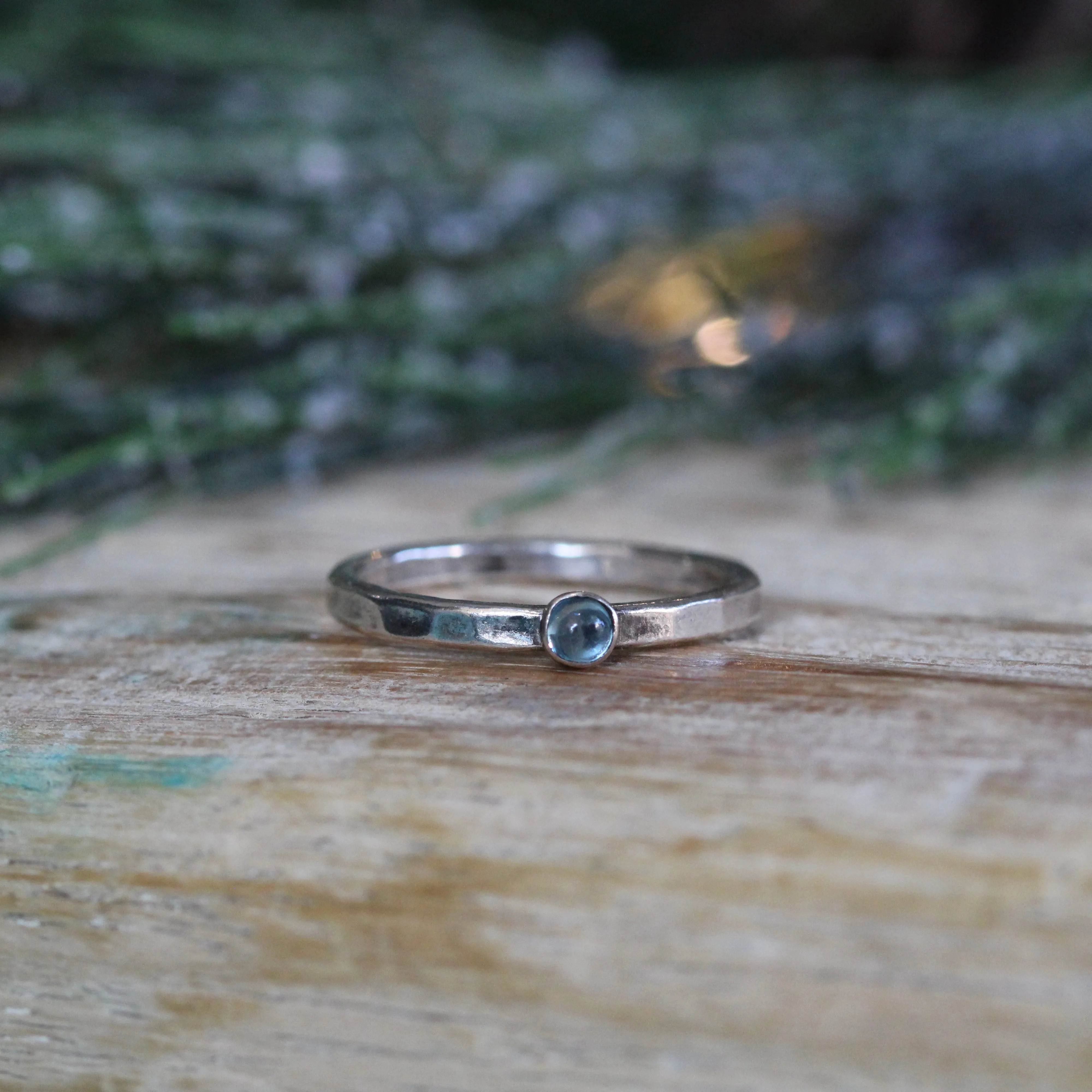 Natural Birthstone stacking rings sterling silver