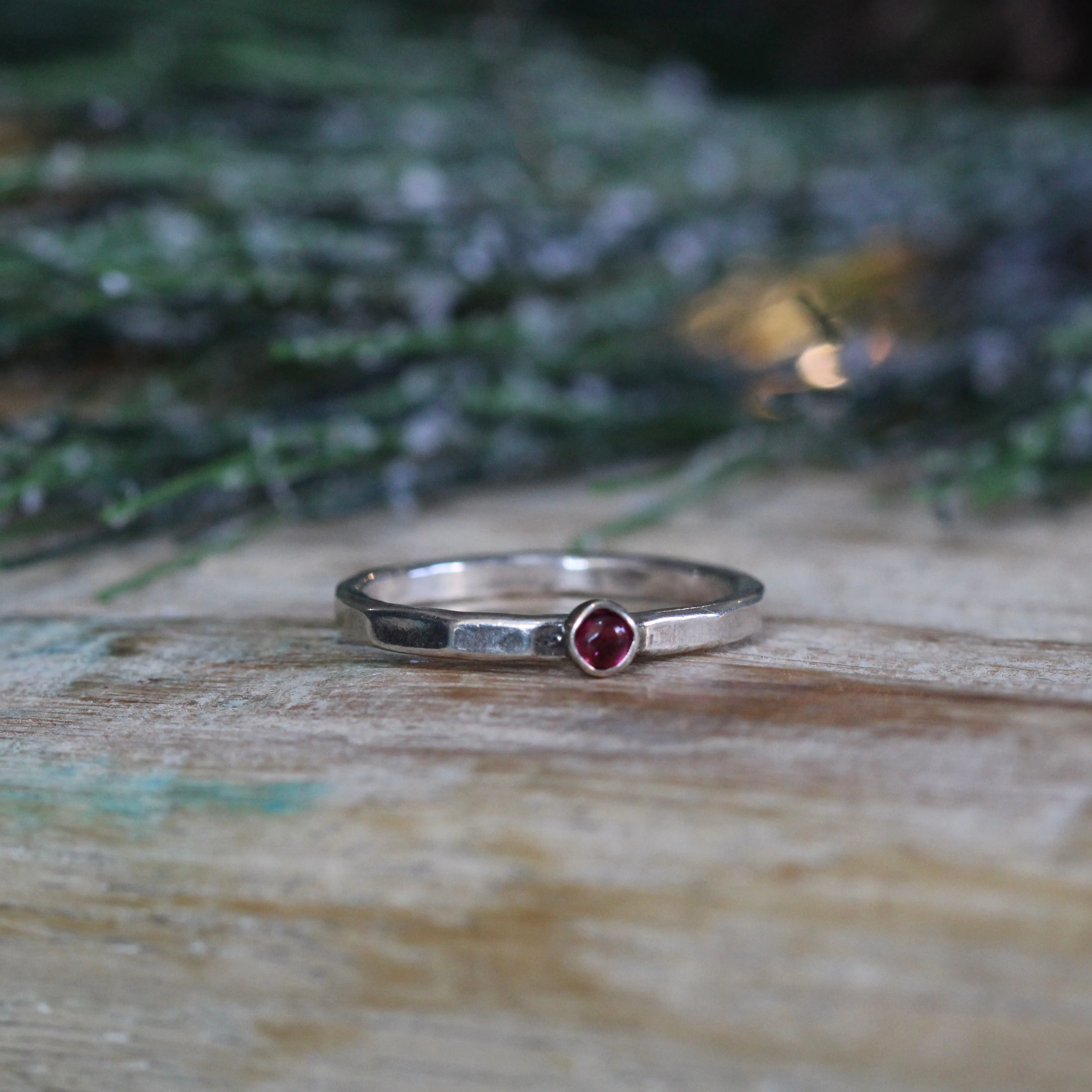 Natural Birthstone stacking rings sterling silver