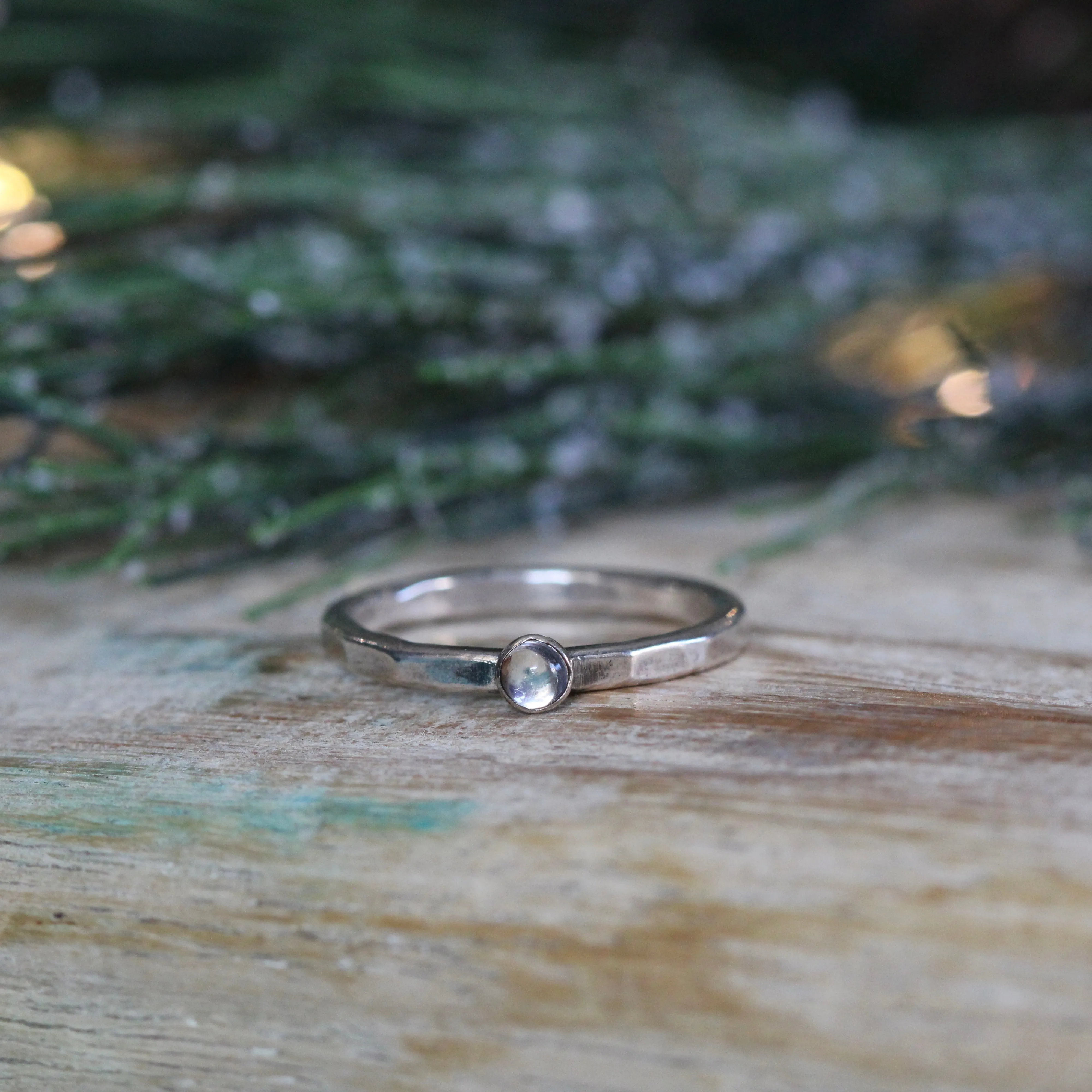 Natural Birthstone stacking rings sterling silver