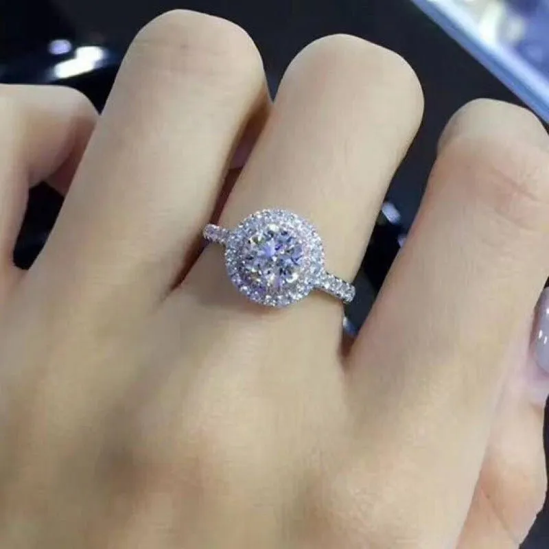 Natural Moissanite Engagement Ring for Women  Diamond18K Gold Jewelry