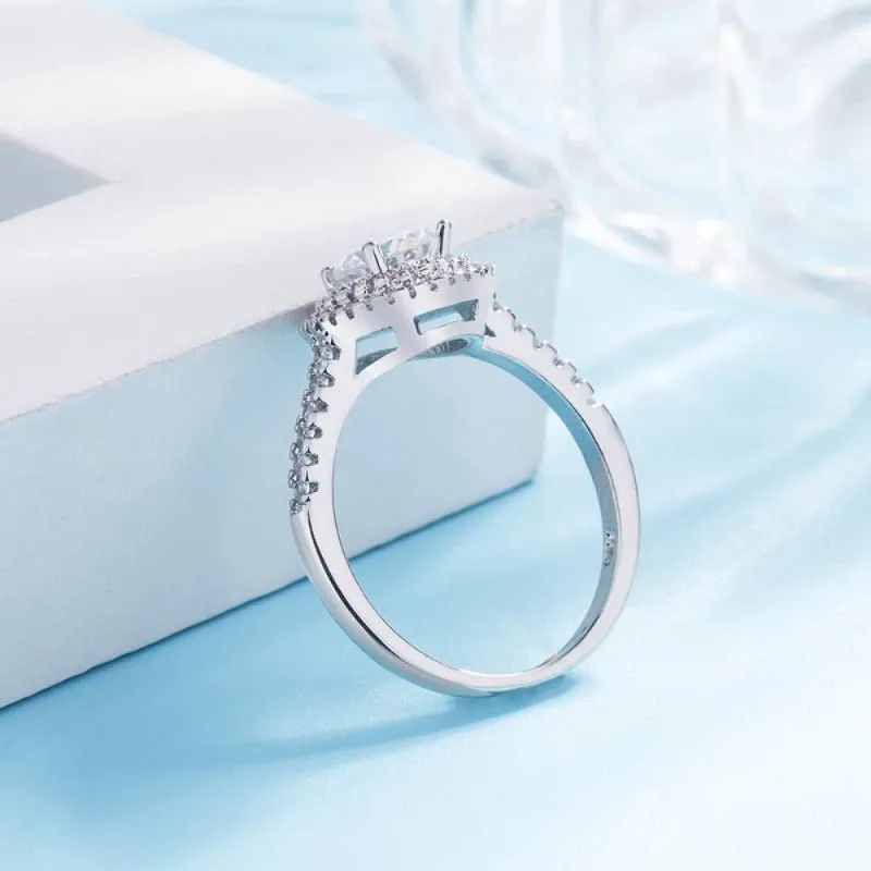 Natural Moissanite Engagement Ring for Women  Diamond18K Gold Jewelry