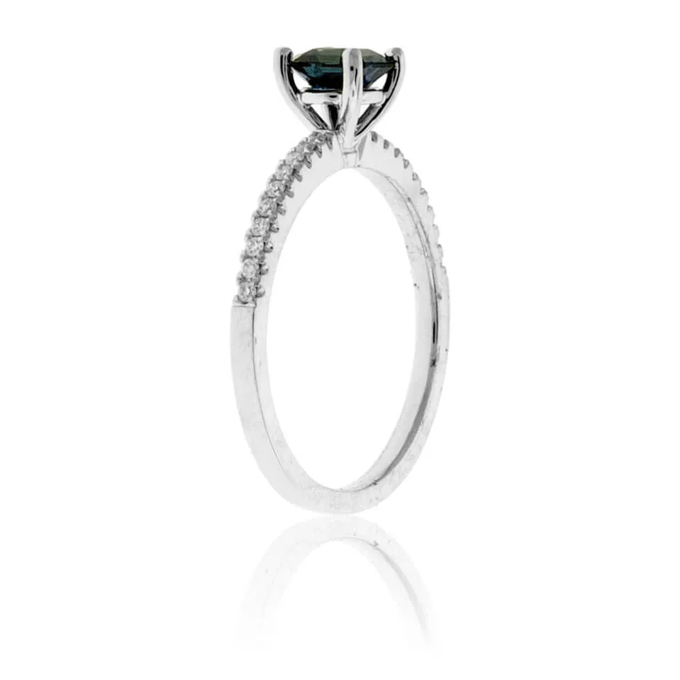 Natural No Heat Sapphire and Diamond Accented Ring