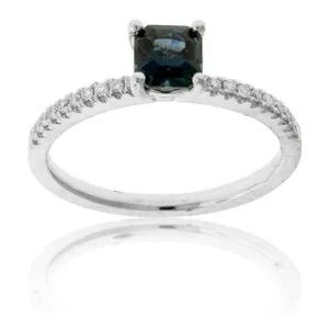 Natural No Heat Sapphire and Diamond Accented Ring