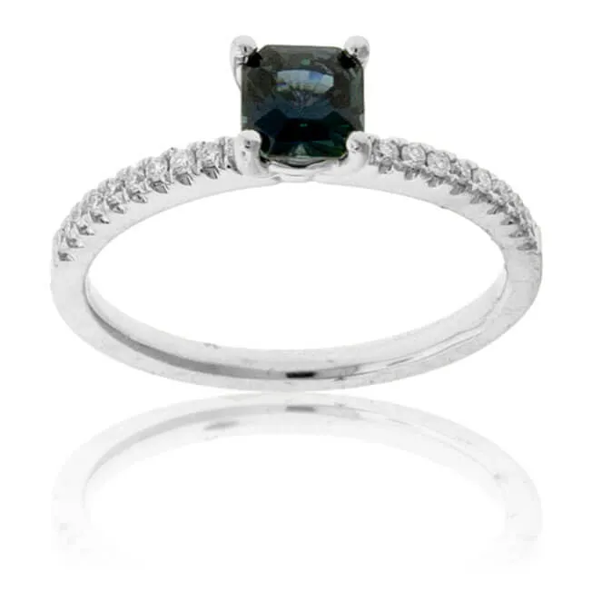 Natural No Heat Sapphire and Diamond Accented Ring