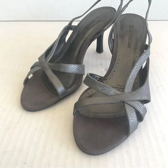Naturalizer Heels Size 7 Gray Strappy Prissy