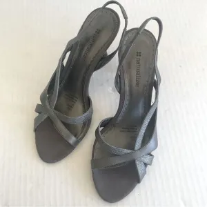 Naturalizer Heels Size 7 Gray Strappy Prissy