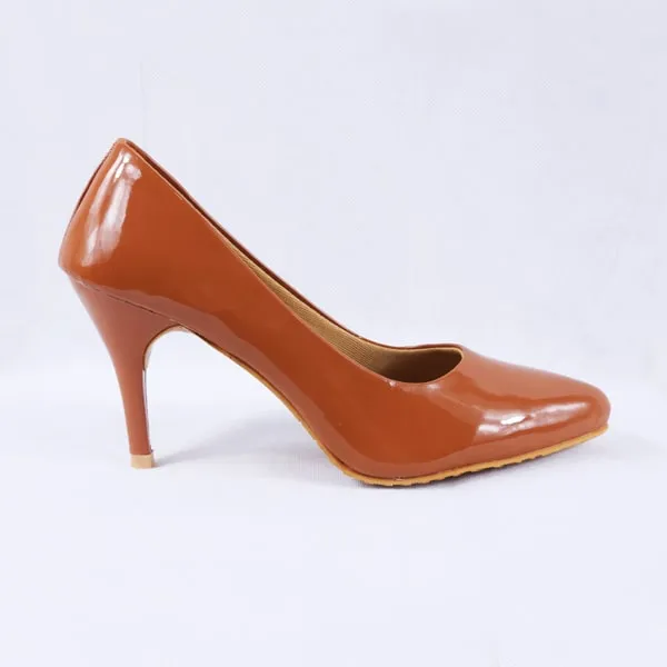 Nella Patent Tan Stiletto Heels Court Shoes