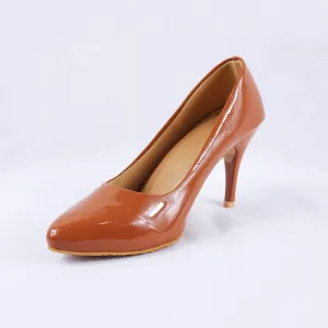 Nella Patent Tan Stiletto Heels Court Shoes