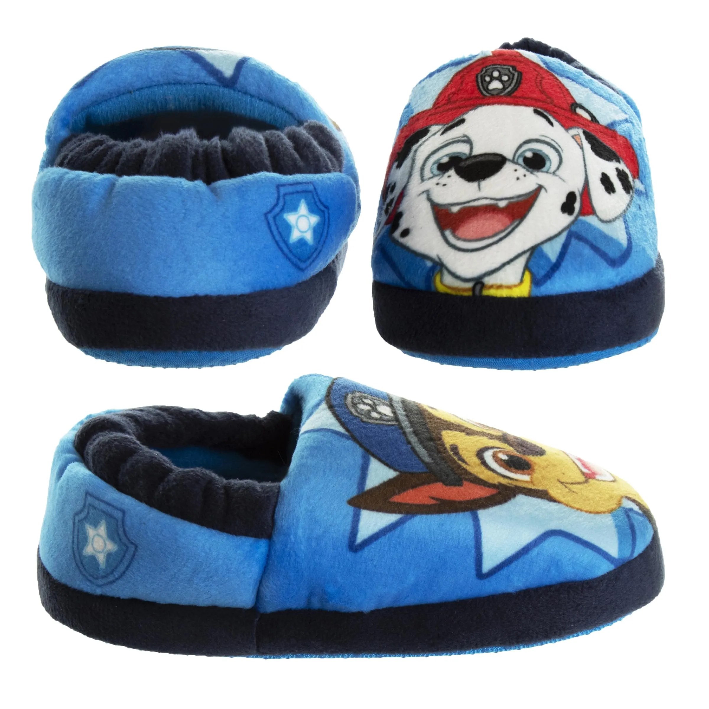 Nickelodeon Paw Patrol slippers - Boys Chase and Marshall House Shoes - Plush Lightweight Warm indoor Comfort Soft Aline House Slippers - Blue 3D Ears (Toddler - Little Kid)