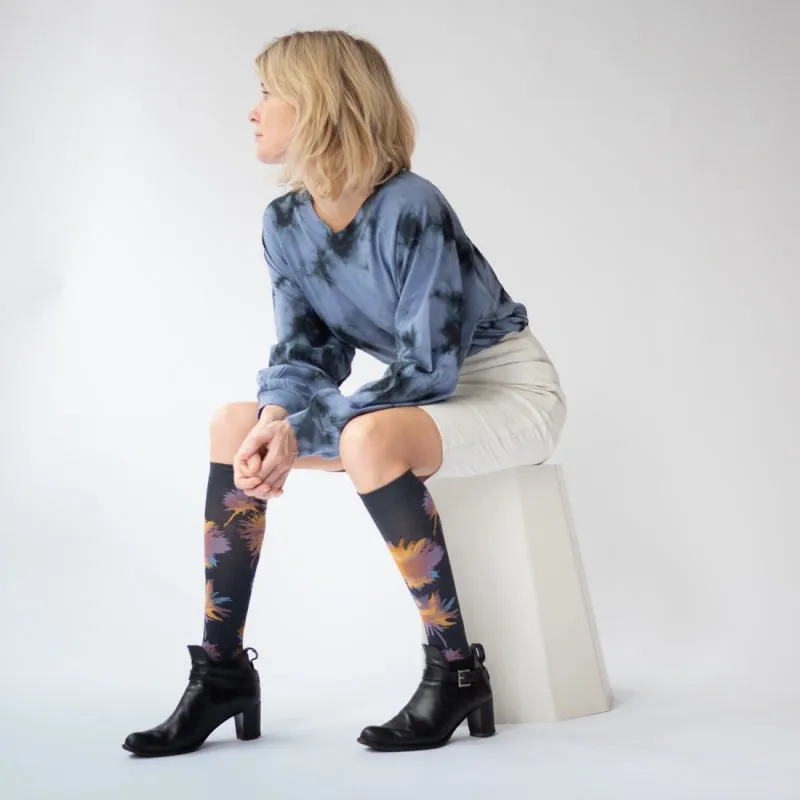Night Flower Knee Highs