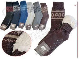 Non-Skid Sherpa Thermal Lined Thermal Socks - Diamonds