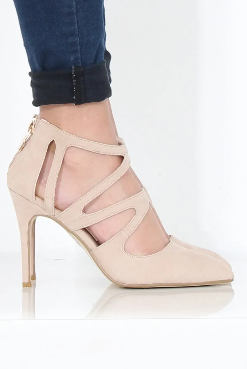 Nude Suede Pointed Heels - Abi