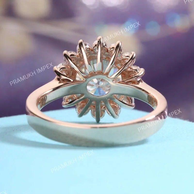 OLD MINE CUSHION CUT HALF ETERNITY HIDDEN HALO MOISSANITE ENGAGEMENT RING 14K WHITE GOLD VINTAGE PROMISE RING FOR DIAMOND WEDDING GIFT