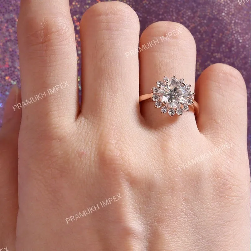 OLD MINE CUSHION CUT HALF ETERNITY HIDDEN HALO MOISSANITE ENGAGEMENT RING 14K WHITE GOLD VINTAGE PROMISE RING FOR DIAMOND WEDDING GIFT