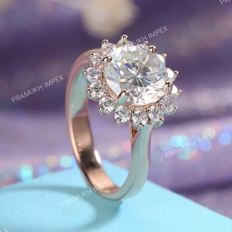 OLD MINE CUSHION CUT HALF ETERNITY HIDDEN HALO MOISSANITE ENGAGEMENT RING 14K WHITE GOLD VINTAGE PROMISE RING FOR DIAMOND WEDDING GIFT