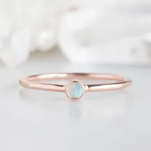 Opal Birthstone Stacking Ring | 10K Rose Gold