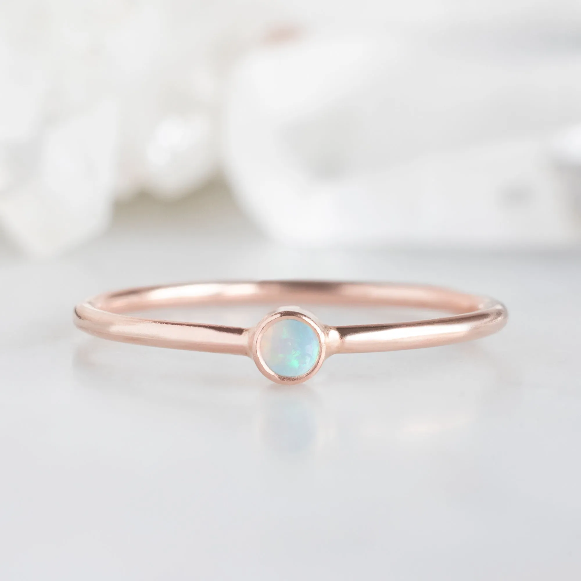 Opal Birthstone Stacking Ring | 10K Rose Gold