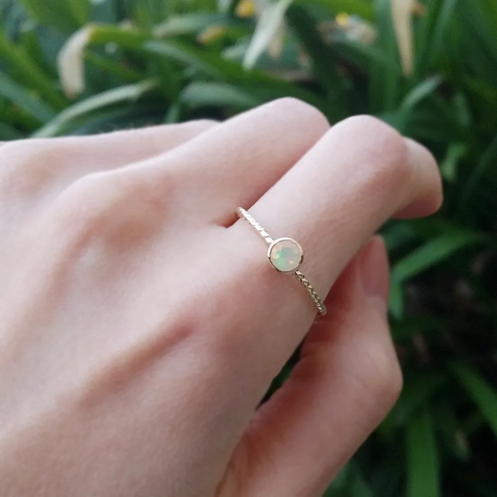 Opal Gold Ring Dainty Cute Rings Handmade