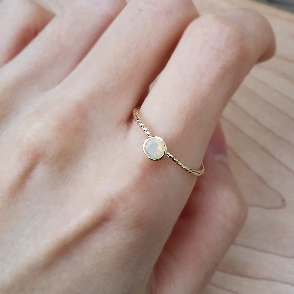 Opal Gold Ring Dainty Cute Rings Handmade