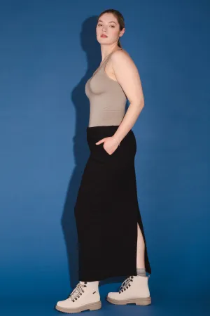 Organic Fleece Sweatskirt in Black