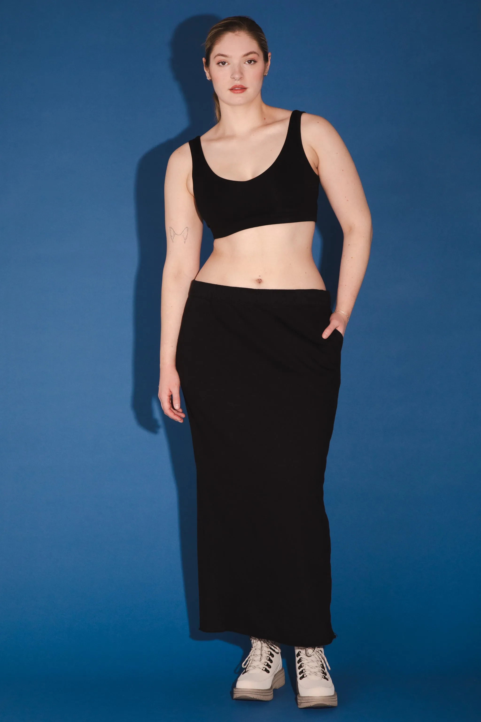 Organic Fleece Sweatskirt in Black