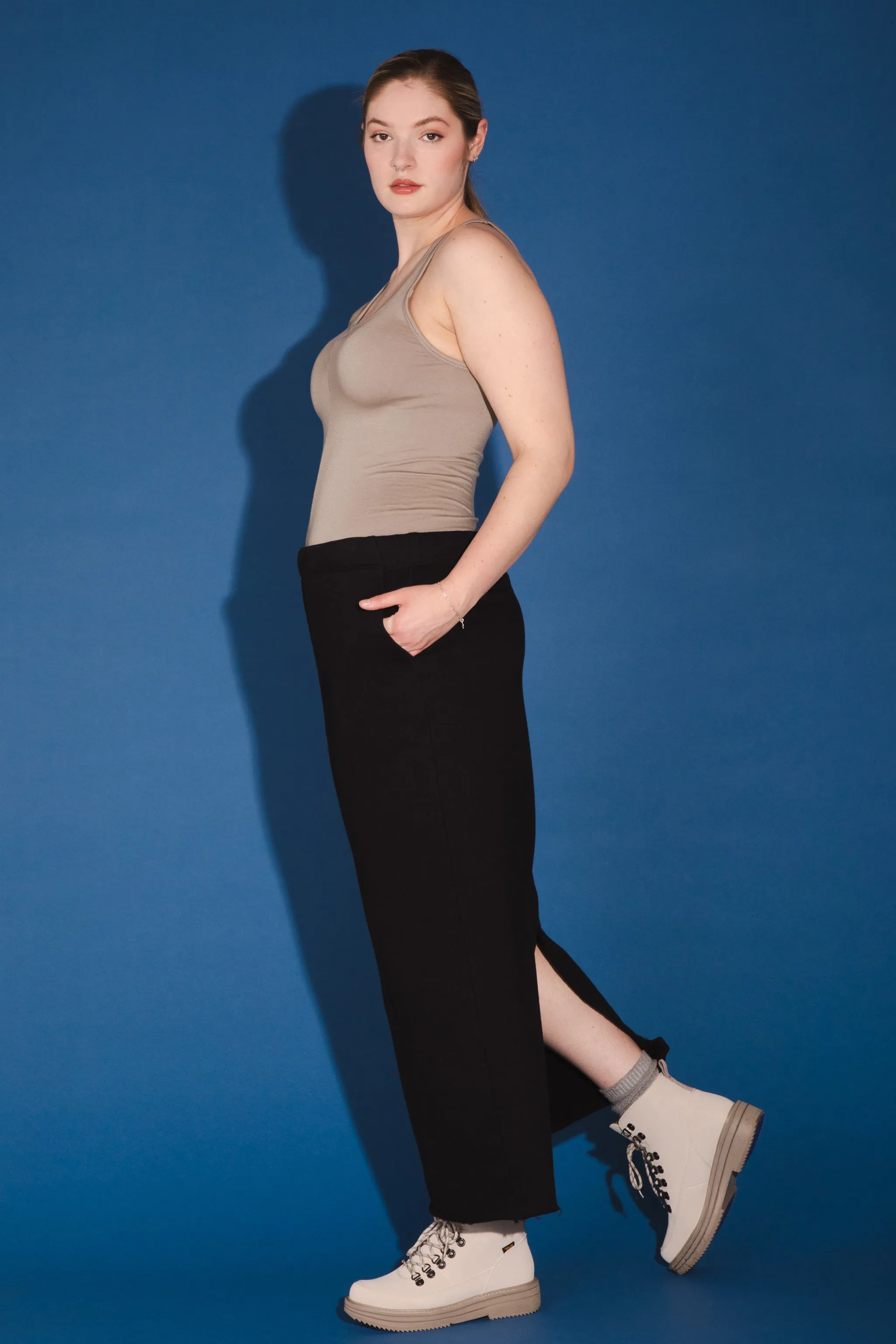 Organic Fleece Sweatskirt in Black