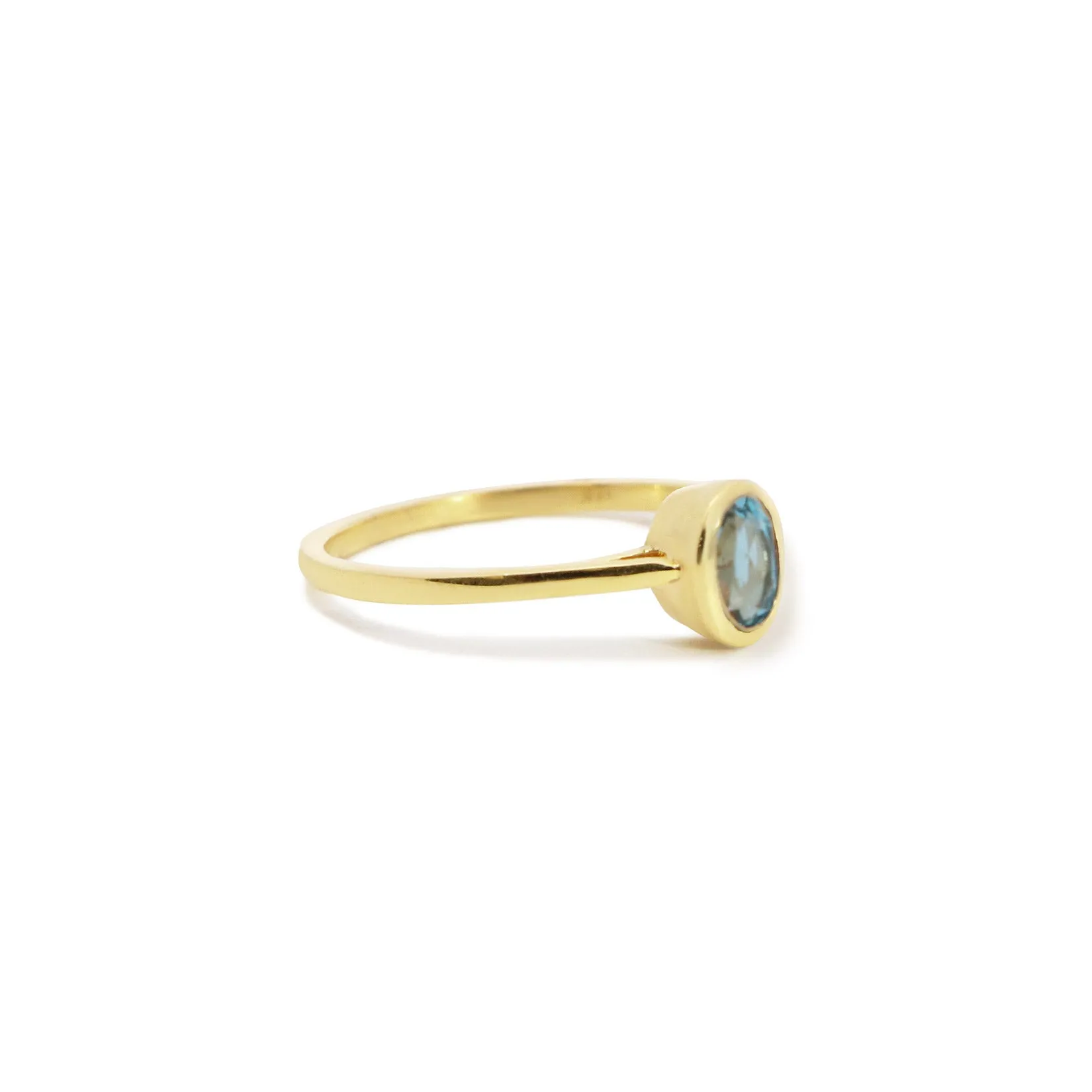 Oval Blue Topaz Bezel Ring