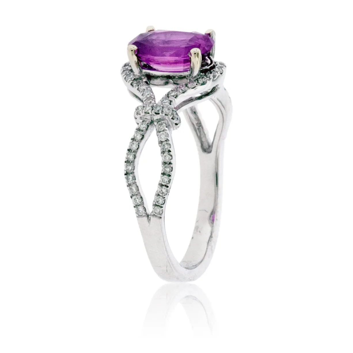 Oval Pink Sapphire with Diamond Accent Ring