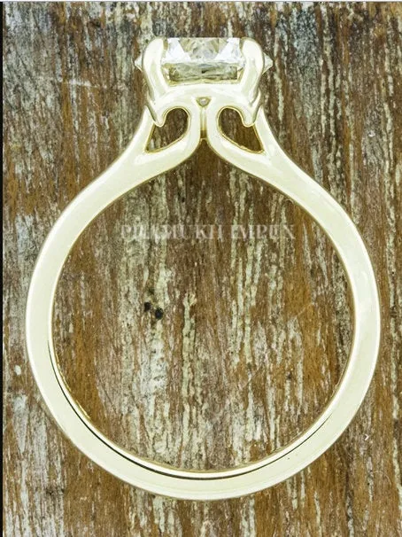 Oval shape Moissanite Engagement Ring, 2.02ct Solid 14K Yellow Gold, promise ring, Unique Design Man Made Diamond Wedding Ring, Gift For Her