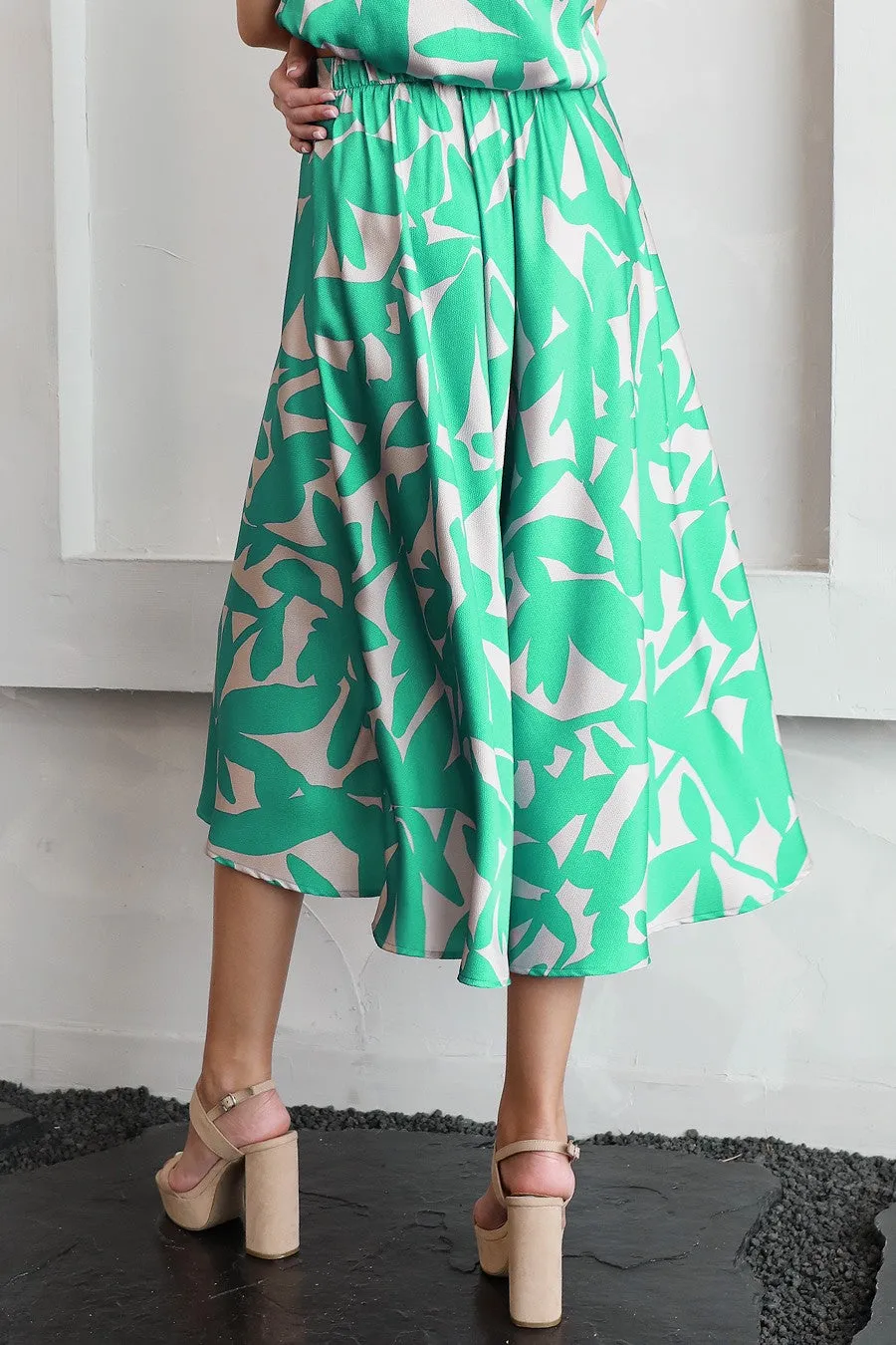 Paloma Satin Midi Swing Skirt
