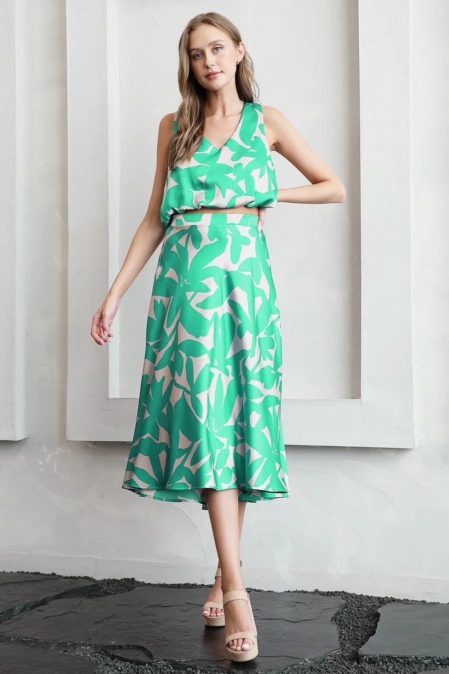 Paloma Satin Midi Swing Skirt