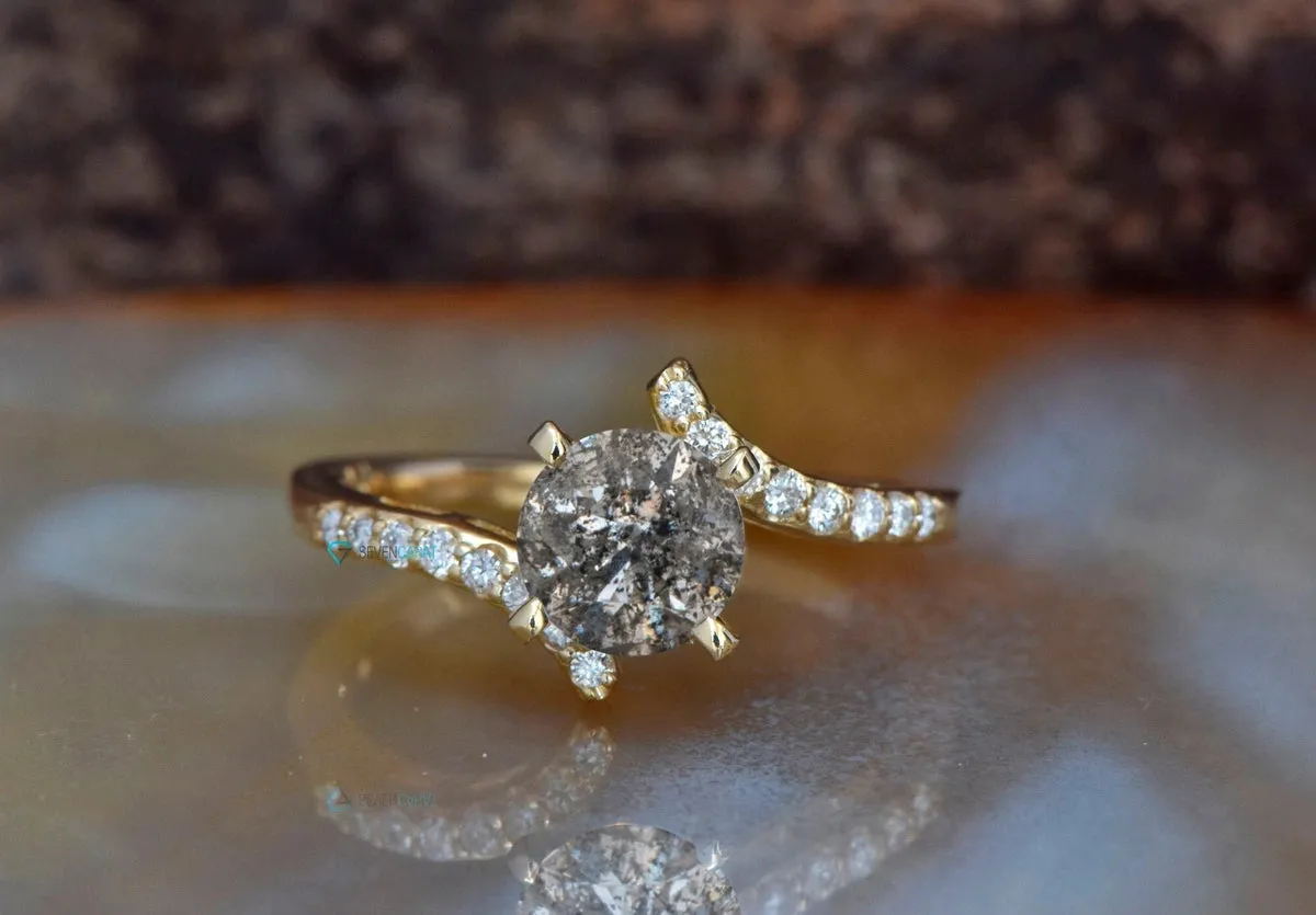 Pave Engagement Ring, Twisted Engagement Ring, Art Deco Diamond Jewelry, Alternative Engagement Ring, Pave Art Deco Ring, Twist Ring Diamond